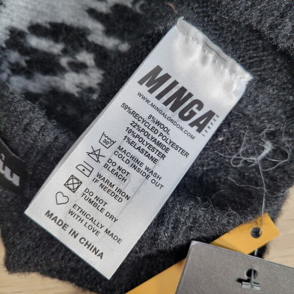 Minga London Dark Fly Knit Beanie Black Butterfly Cat Ear Style Hat Streetwear - Picture 4 of 7